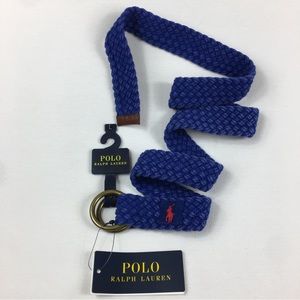 Polo Ralph Lauren braided Belt Blue Webbed Cotton O-Ring Belt men's M or L new